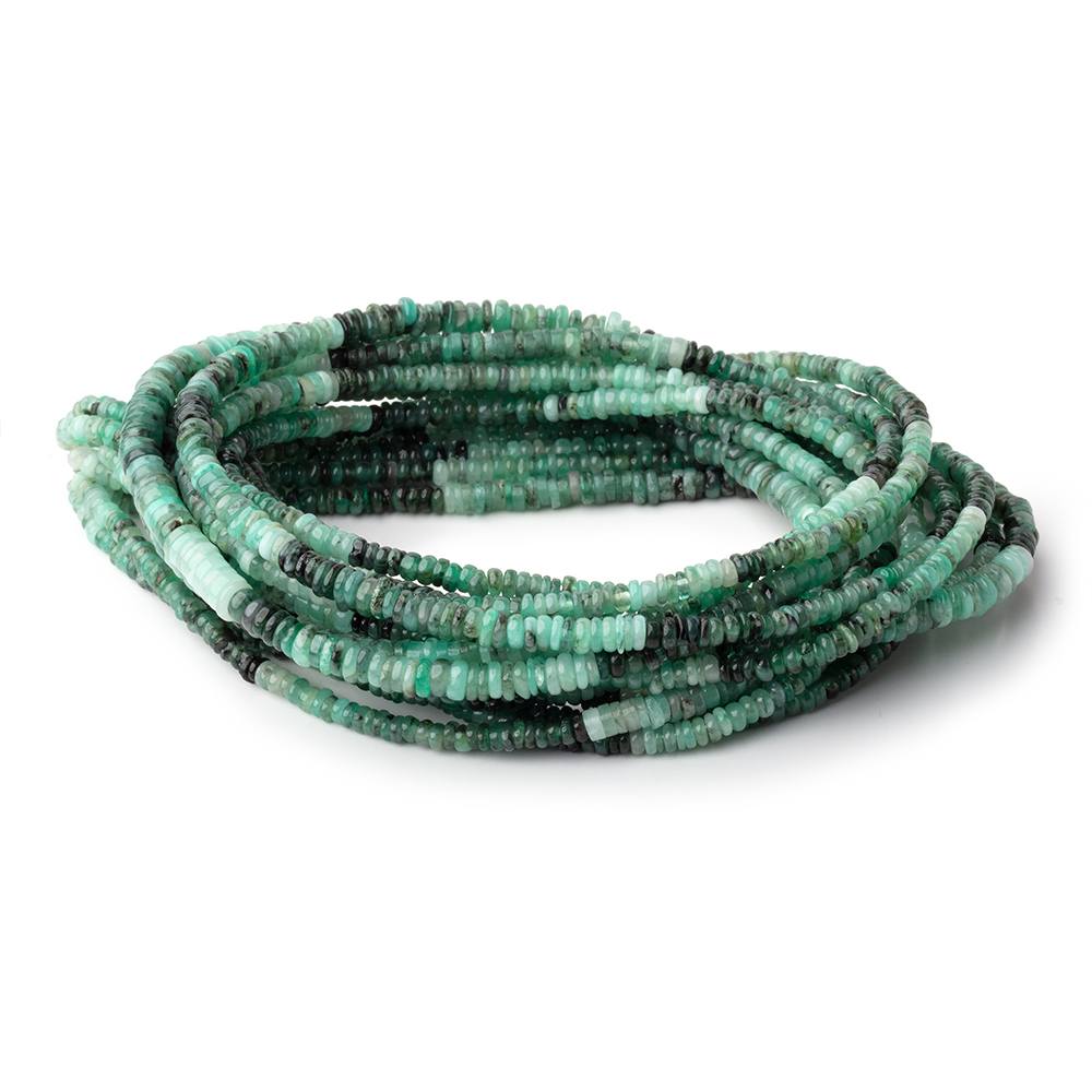 2-3.5mm Brazilian Emerald Plain Heishi Beads 16 inch 345 pieces - Beadsofcambay.com