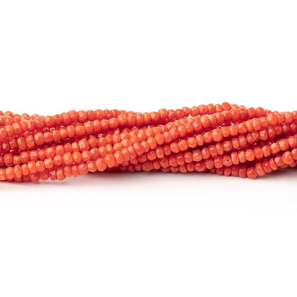 2-3mm Natural Red Coral Faceted Rondelle Beads 18 inch 230 pieces - Beadsofcambay.com