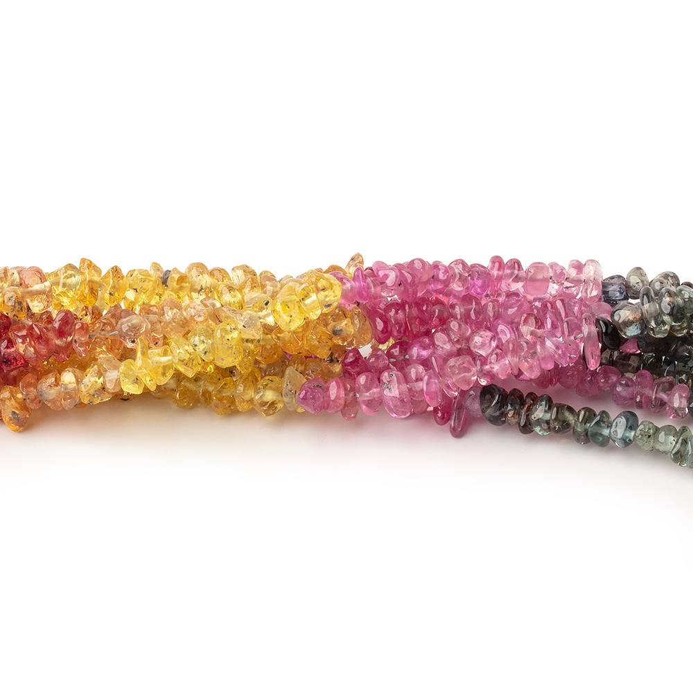 2-5mm Multi Color Sapphire Plain Chip Beads 16 inch 215 pieces - Beadsofcambay.com