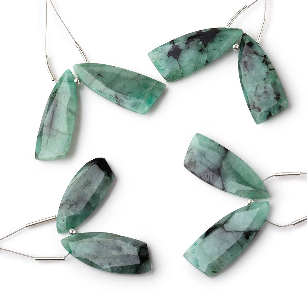 20-24mm Emerald Fancy Shape Briolette Set of 2 Focals - Beadsofcambay.com