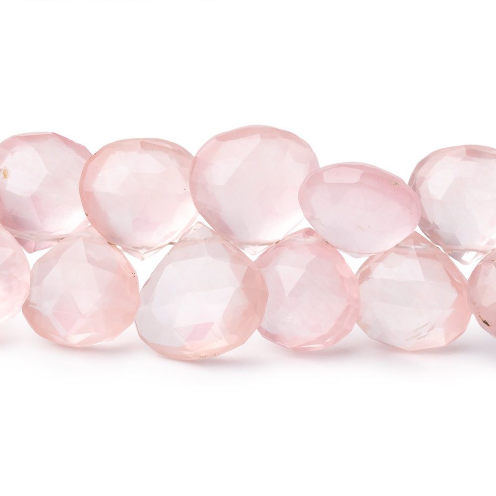 7-14mm Rose Quartz Faceted Heart Beads 7.5 inch 38 pieces - BeadsofCambay.com