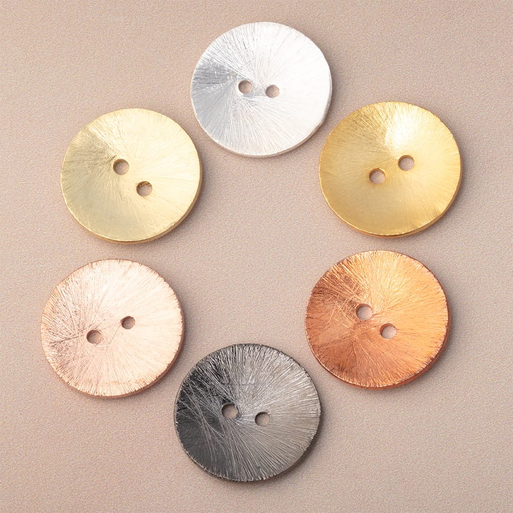 20mm Brushed Round Buttons Set of 6 - Beadsofcambay.com