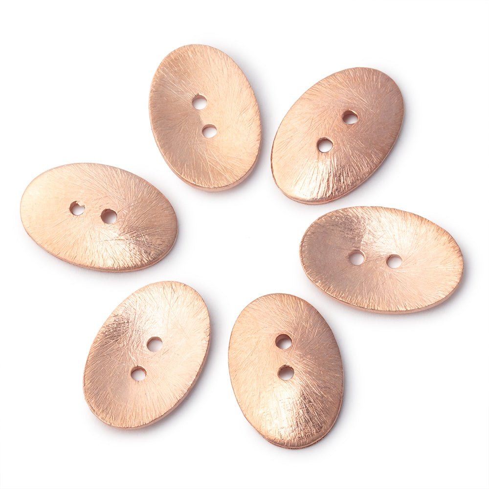 20x14mm Brushed Oval Buttons Set of 6 - Beadsofcambay.com