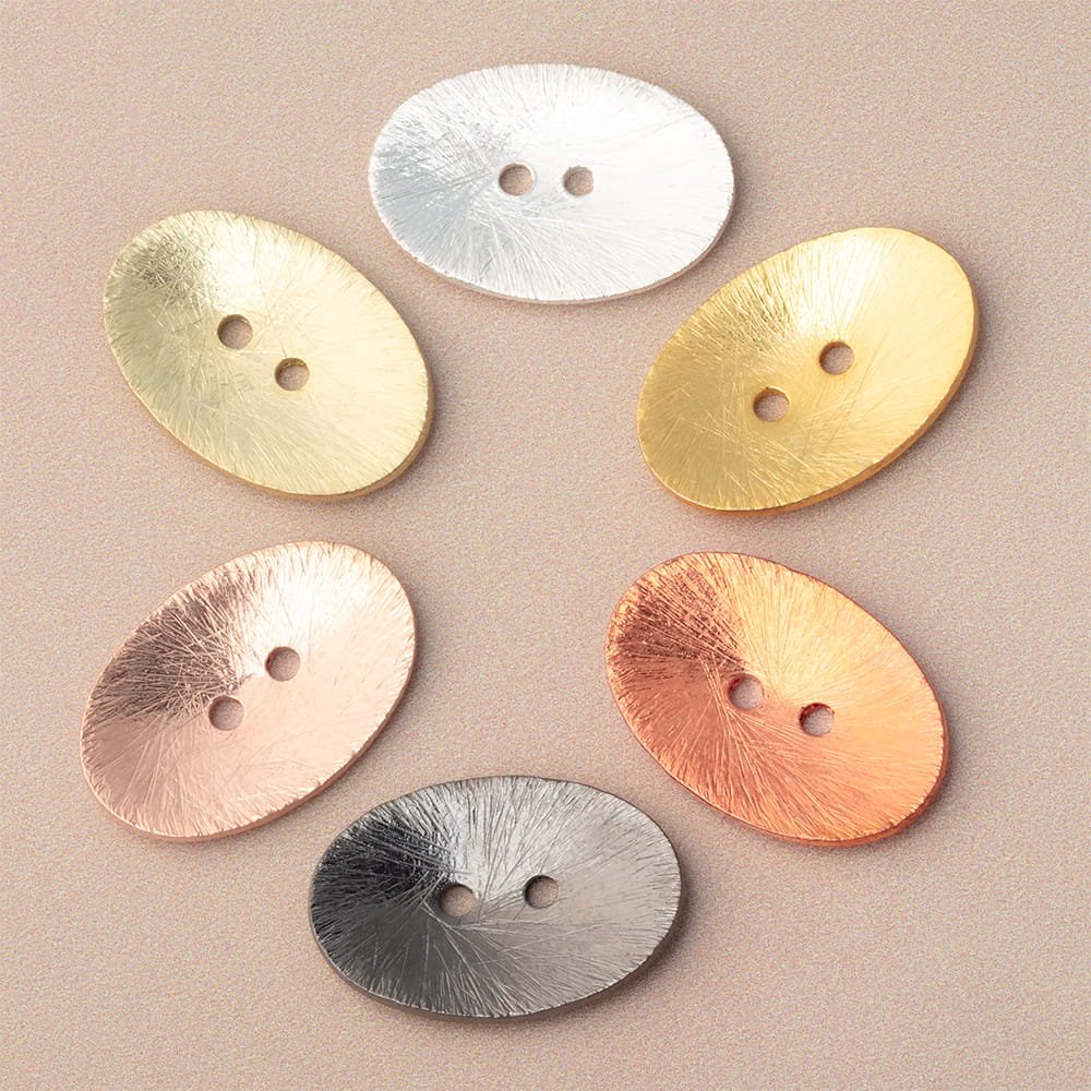 20x14mm Brushed Oval Buttons Set of 6 - Beadsofcambay.com