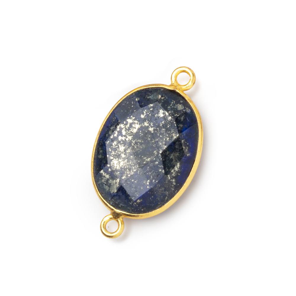 20x16mm Vermeil Bezel Lapis Lazuli Faceted Oval Connector 1 piece - Beadsofcambay.com