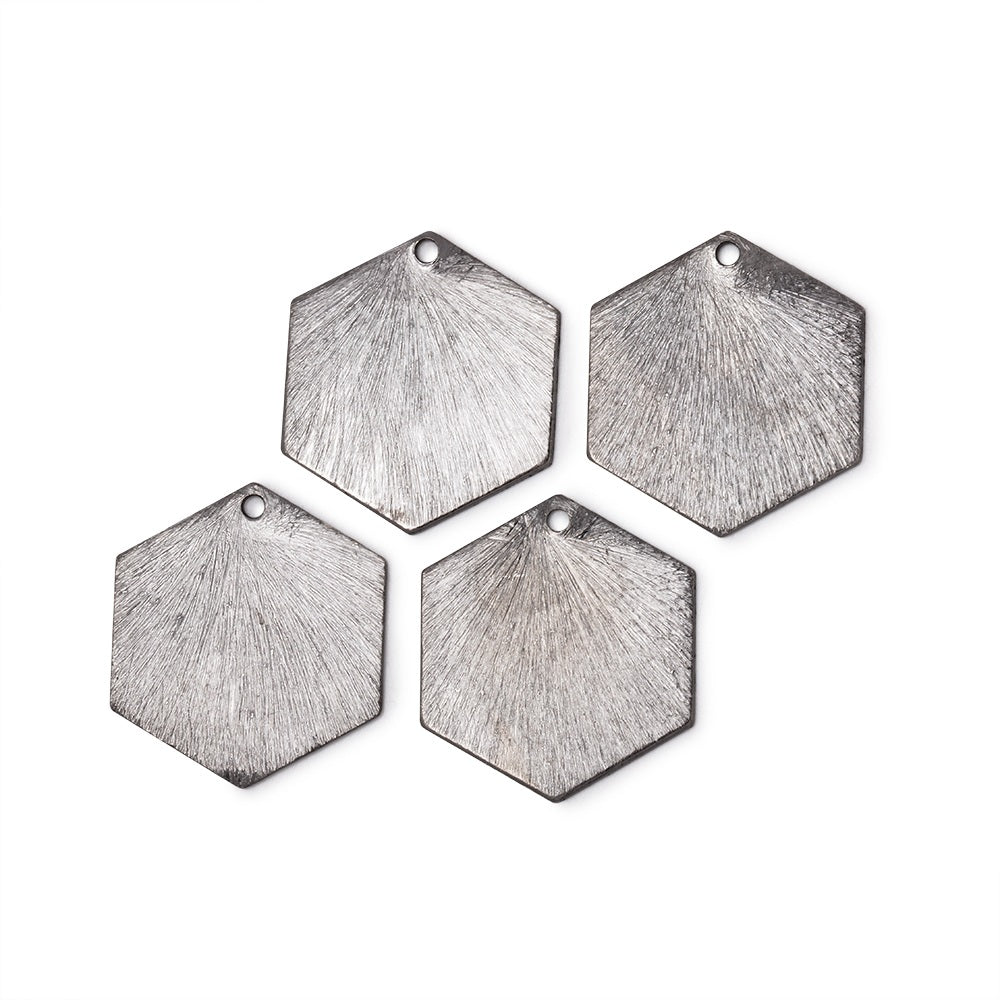 20x18mm Brushed Hexagon Charm Set of 4 pieces - Beadsofcambay.com