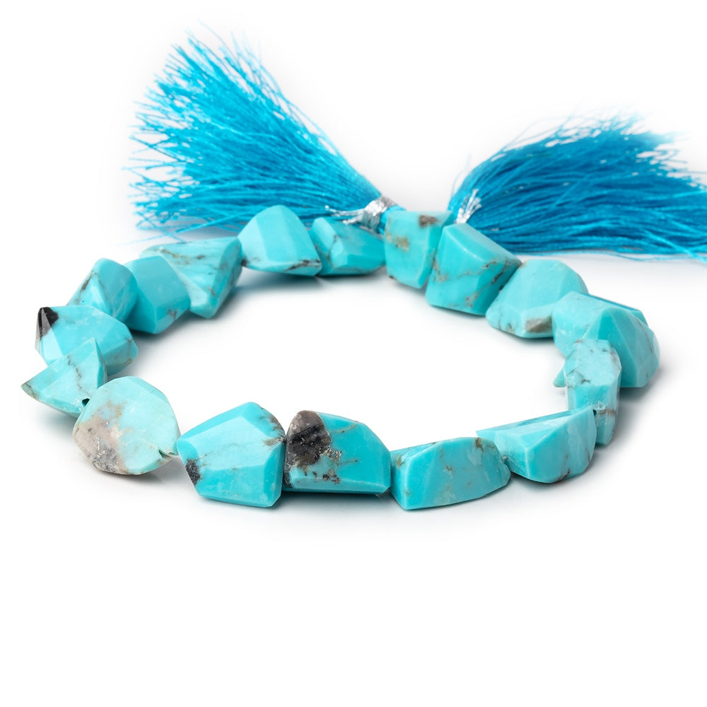 9-16mm Turquoise Faceted Nugget Beads 9 inch 17 pieces - BeadsofCambay.com