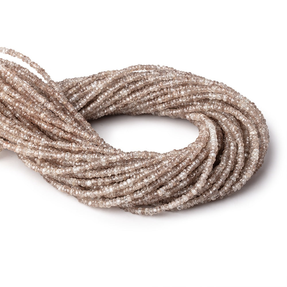 3mm Champagne Zircon faceted rondelles 13.5 inch 210 beads - BeadsofCambay.com