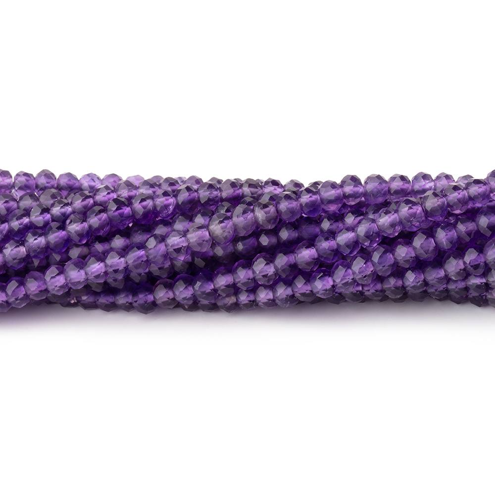 3mm Amethyst Micro Faceted Rondelle 12.5 inch 132 Beads AAA - BeadsofCambay.com