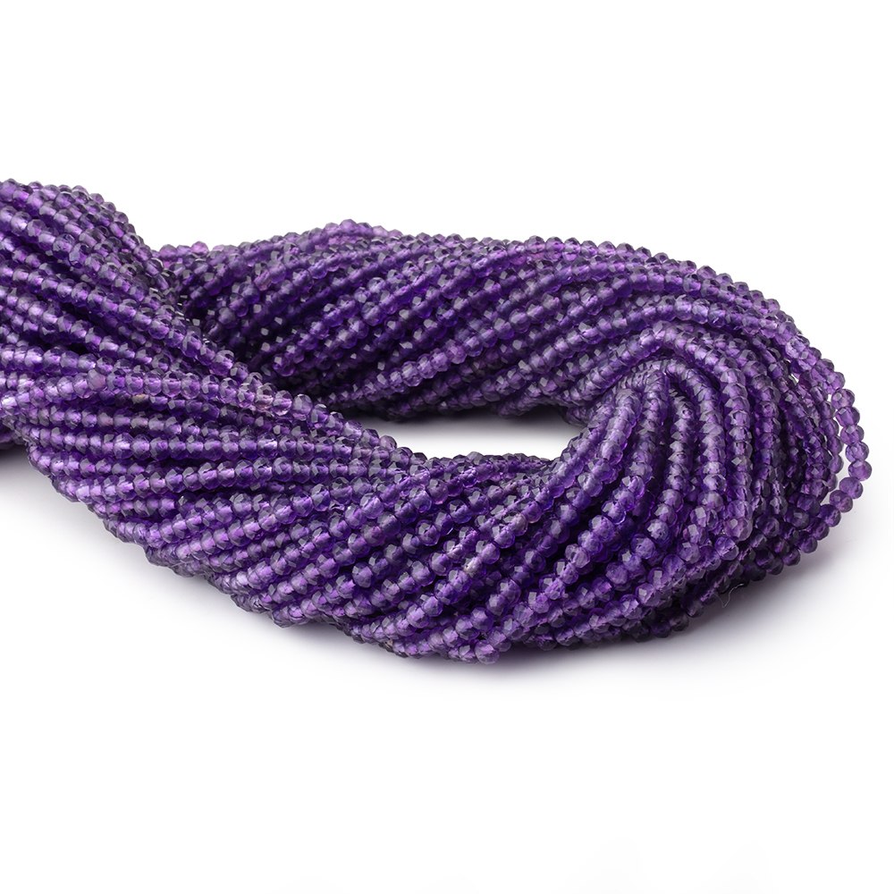 3mm Amethyst Micro Faceted Rondelle 12.5 inch 132 Beads AAA - BeadsofCambay.com