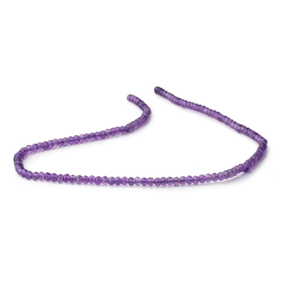 3mm Amethyst Micro Faceted Rondelle 12.5 inch 132 Beads AAA - BeadsofCambay.com