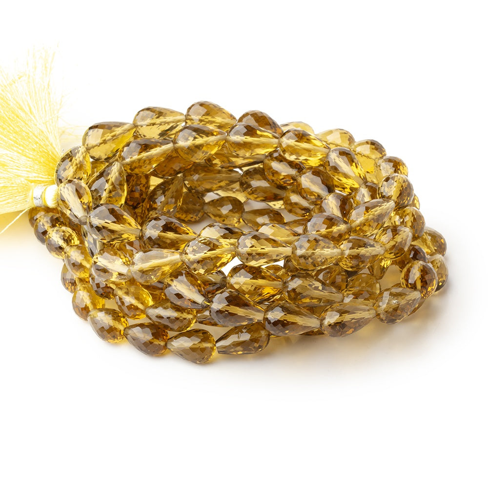 8x10-10x15mm Whiskey Quartz Straight Drill Faceted Tear Drop 16 inch 33 Beads - BeadsofCambay.com