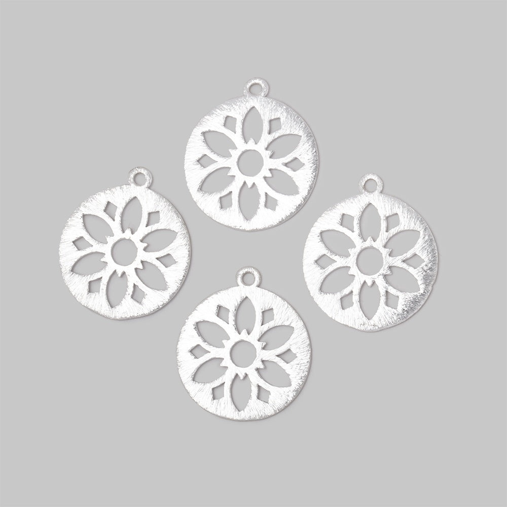21mm Brushed Filigree Coin Charm Set of 4 pieces - Beadsofcambay.com
