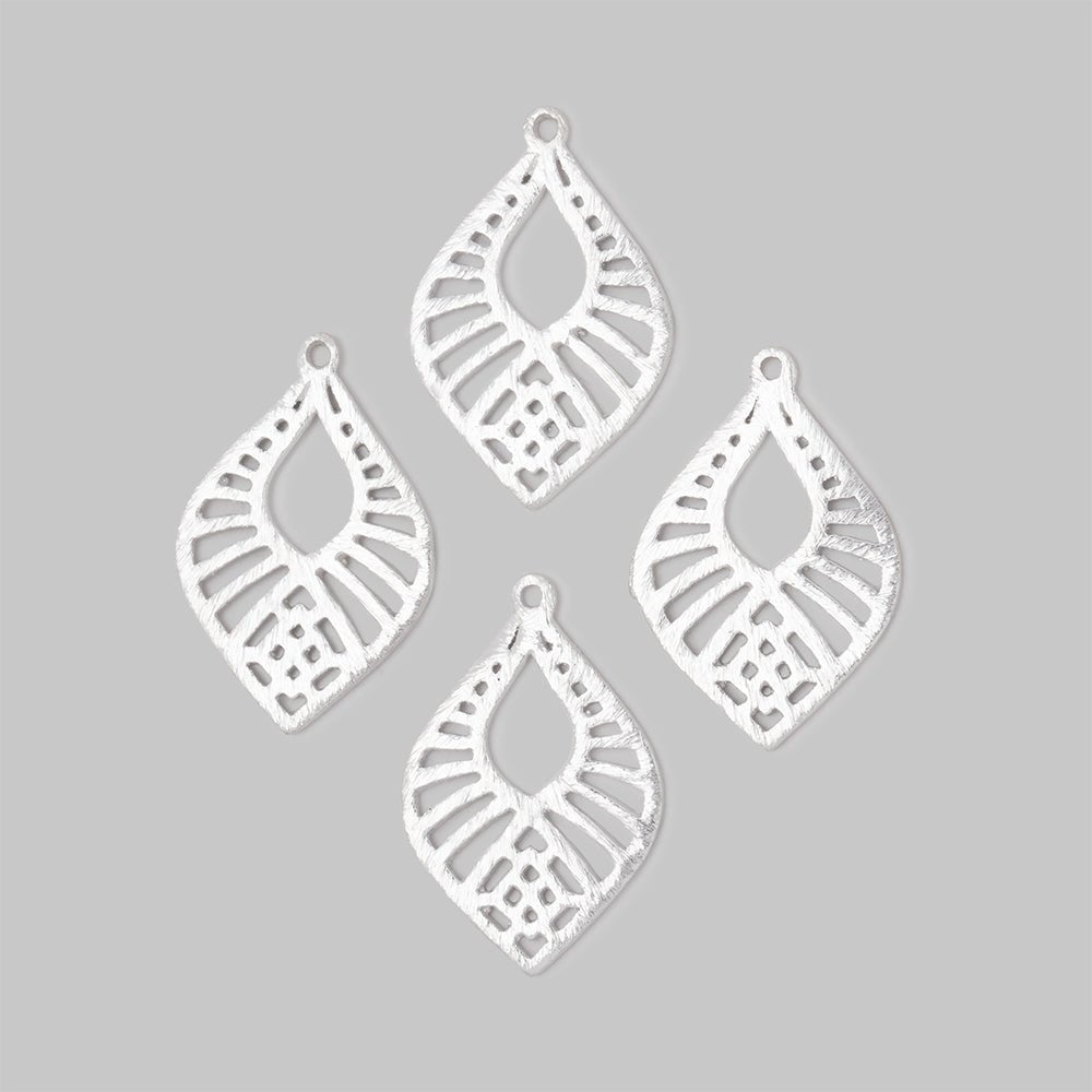 21x15.5mm Brushed Filigree Tear Drop Charm Set of 4 pieces - Beadsofcambay.com