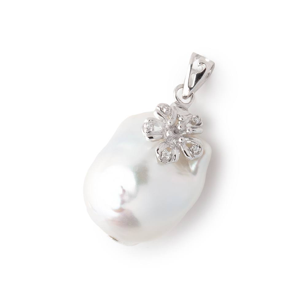 22x17mm .925 Silver Capped White Ultra Baroque Pearl 1 Pendant - Beadsofcambay.com