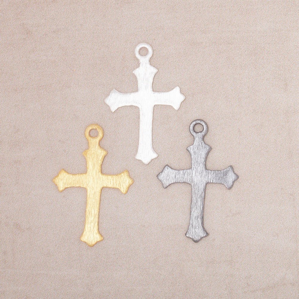 22x18mm Brushed Cross Charm Set of 4 pieces - Beadsofcambay.com