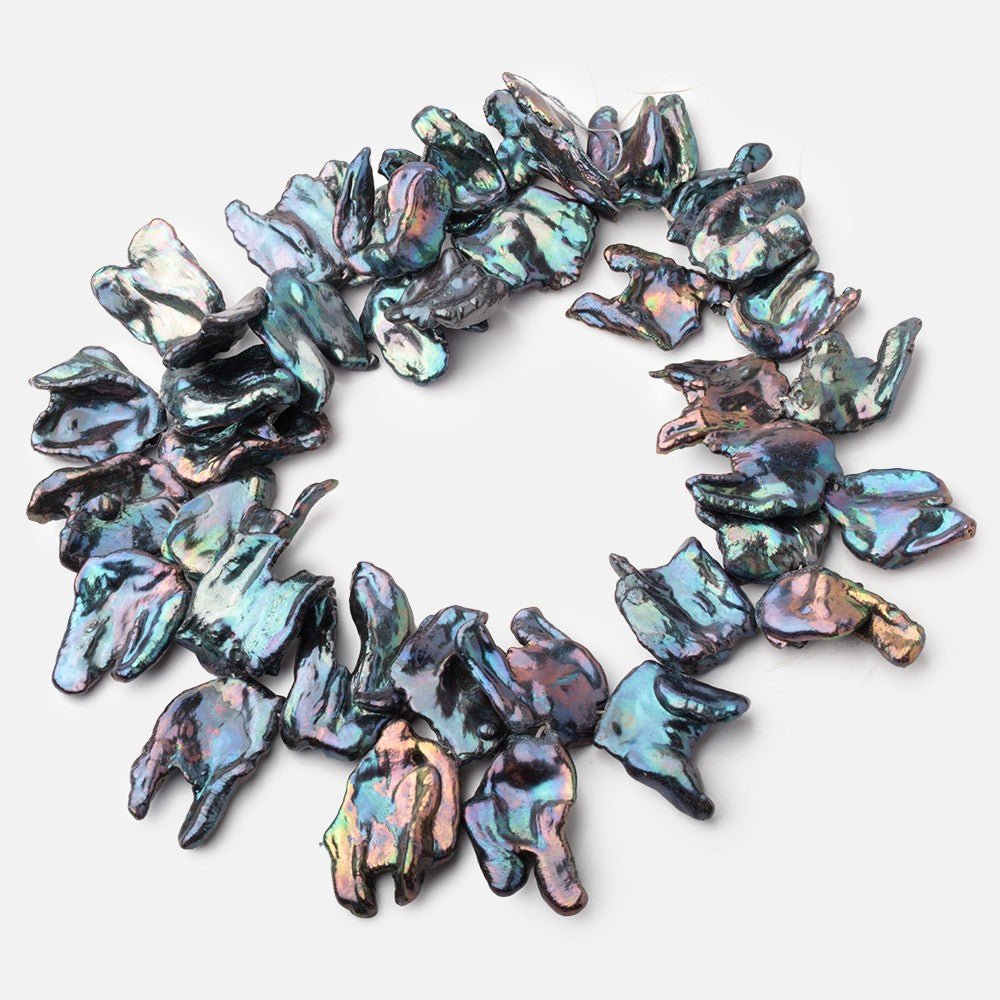 23-41mm Peacock Top Drill Ultra Keshi Freshwater Pearls 17 inch 38 Beads - Beadsofcambay.com