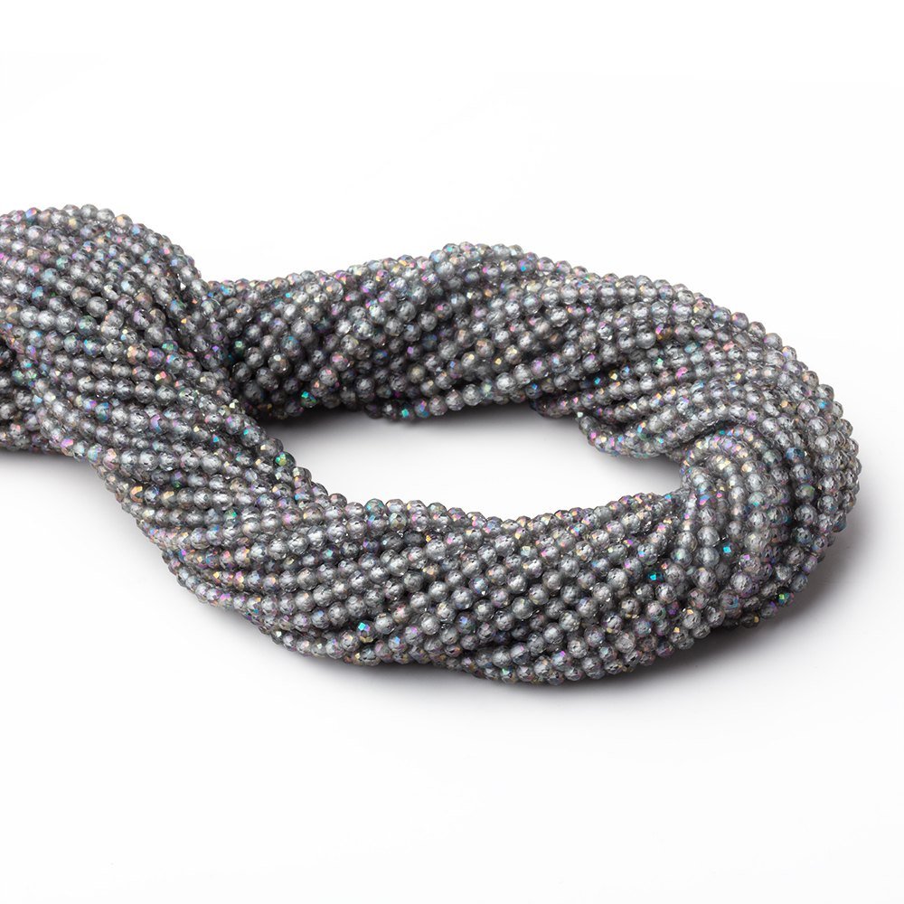 2.3mm Mystic Gray Quartz Micro Faceted Round 12.5 inch 140 Beads - Beadsofcambay.com