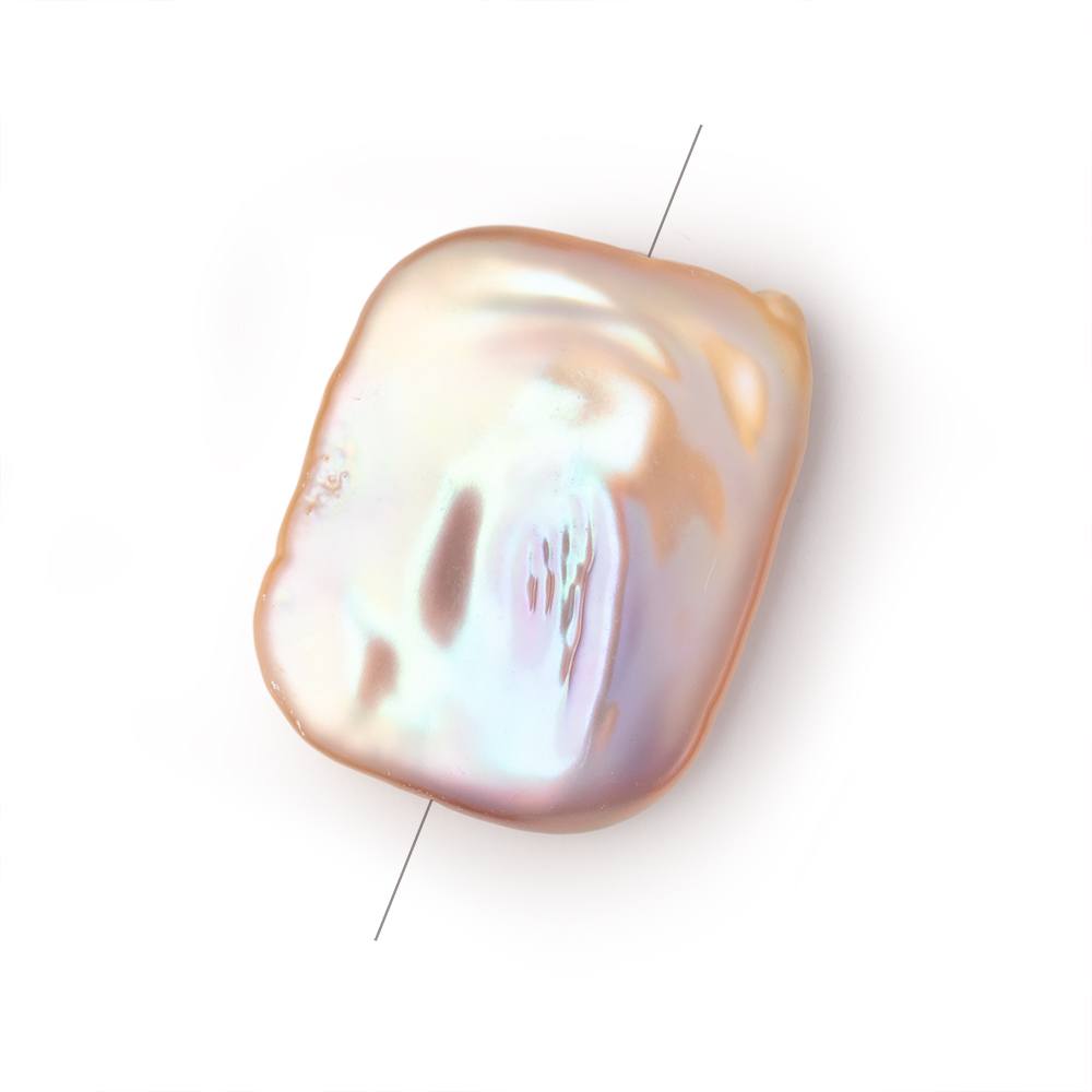 23x19 - 25x20mm Tonal Blush Rectangle Freshwater Pearl Focal 1 Piece - Beadsofcambay.com