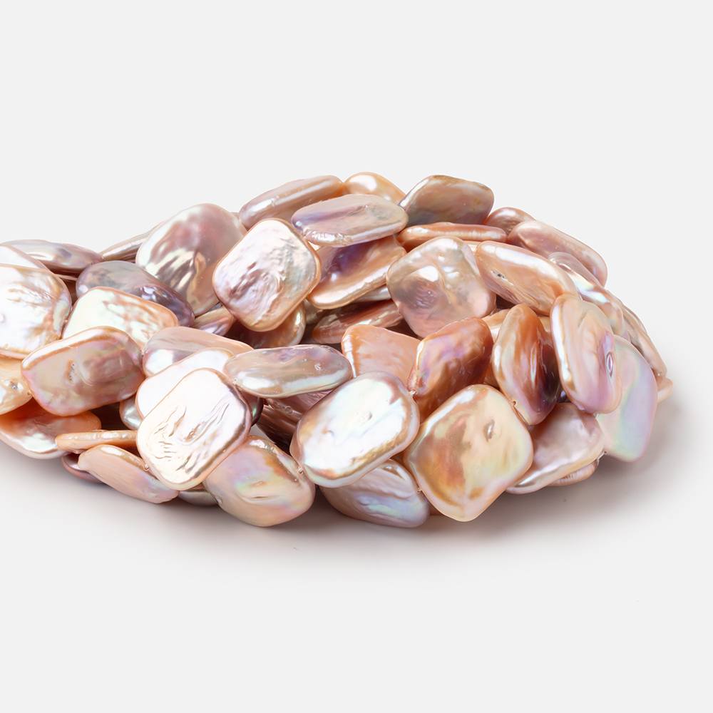 23x19 - 25x20mm Tonal Blush Rectangle Freshwater Pearls 15 inch 15 beads - Beadsofcambay.com