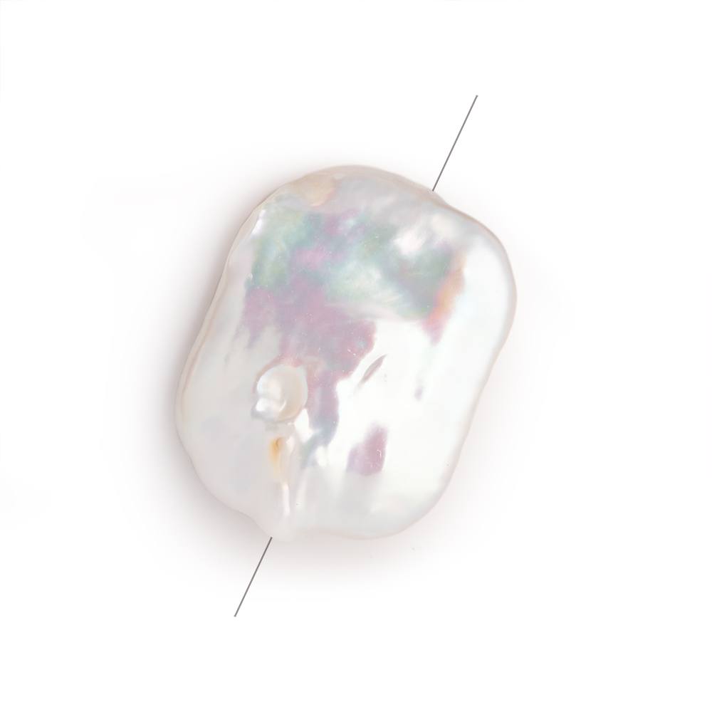 23x19 - 27x21mm Rosé White Rectangle Freshwater Pearl Focal 1 piece - Beadsofcambay.com