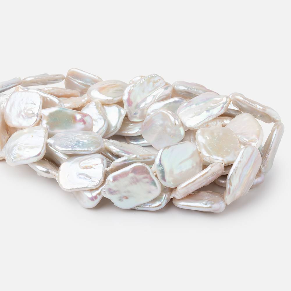 23x19 - 27x21mm Rosé White Rectangle Freshwater Pearls 15 inch 14 beads AA - Beadsofcambay.com