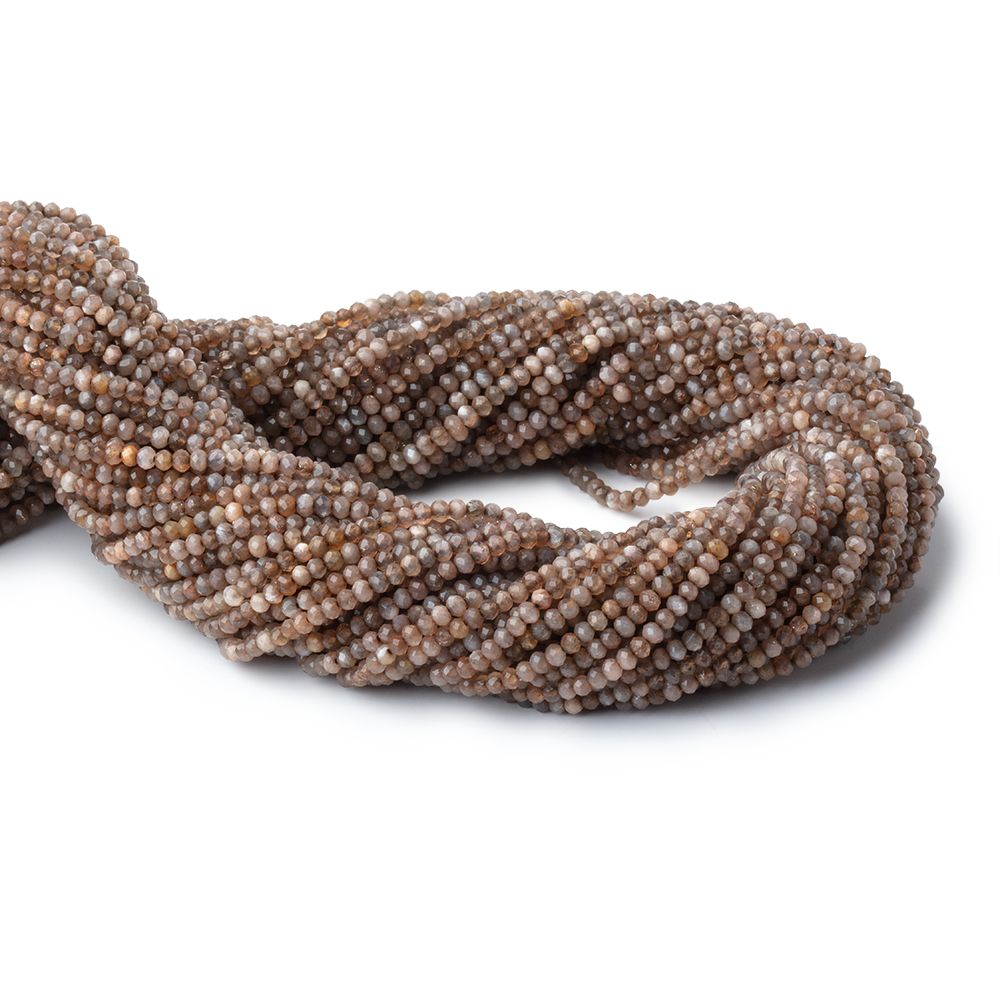 2.4mm Golden Sheen Moonstone Micro Faceted Rondelles 12.75 inch 174 Beads - Beadsofcambay.com