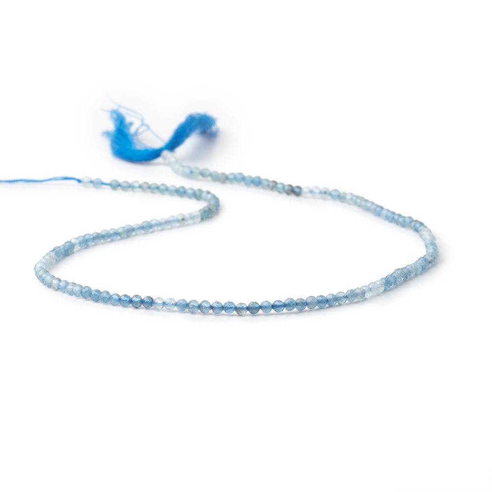 2.4mm Shaded Aquamarine Micro Faceted Round 12.5 inch 144 Beads - Beadsofcambay.com