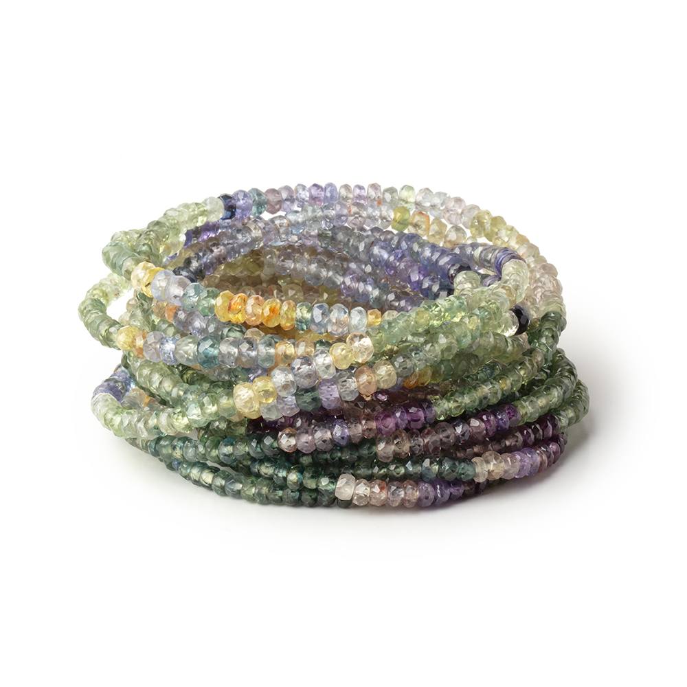 2.5-3.5mm Multi Color Sapphire Faceted Rondelles 16 inch 209 Beads - Beadsofcambay.com