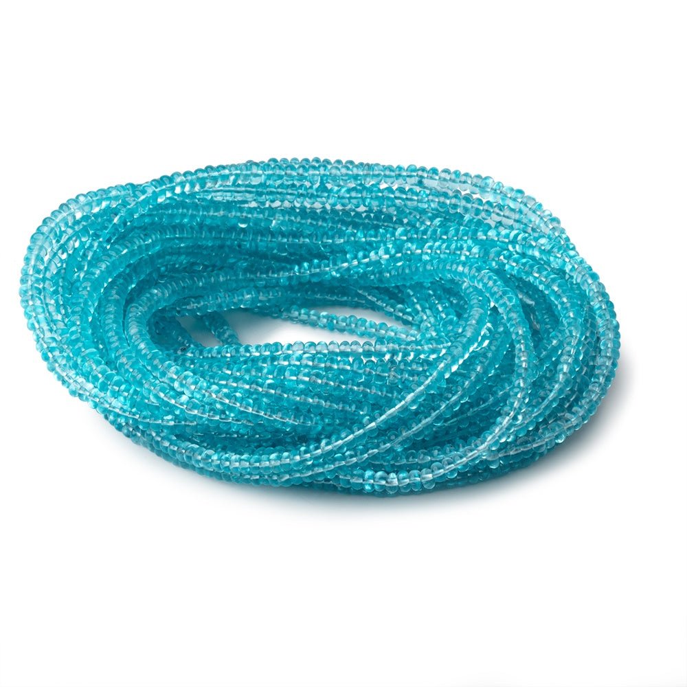 2.5 - 4mm Pool Blue Apatite Plain Rondelle Beads 18 inch 236 pieces AA - Beadsofcambay.com