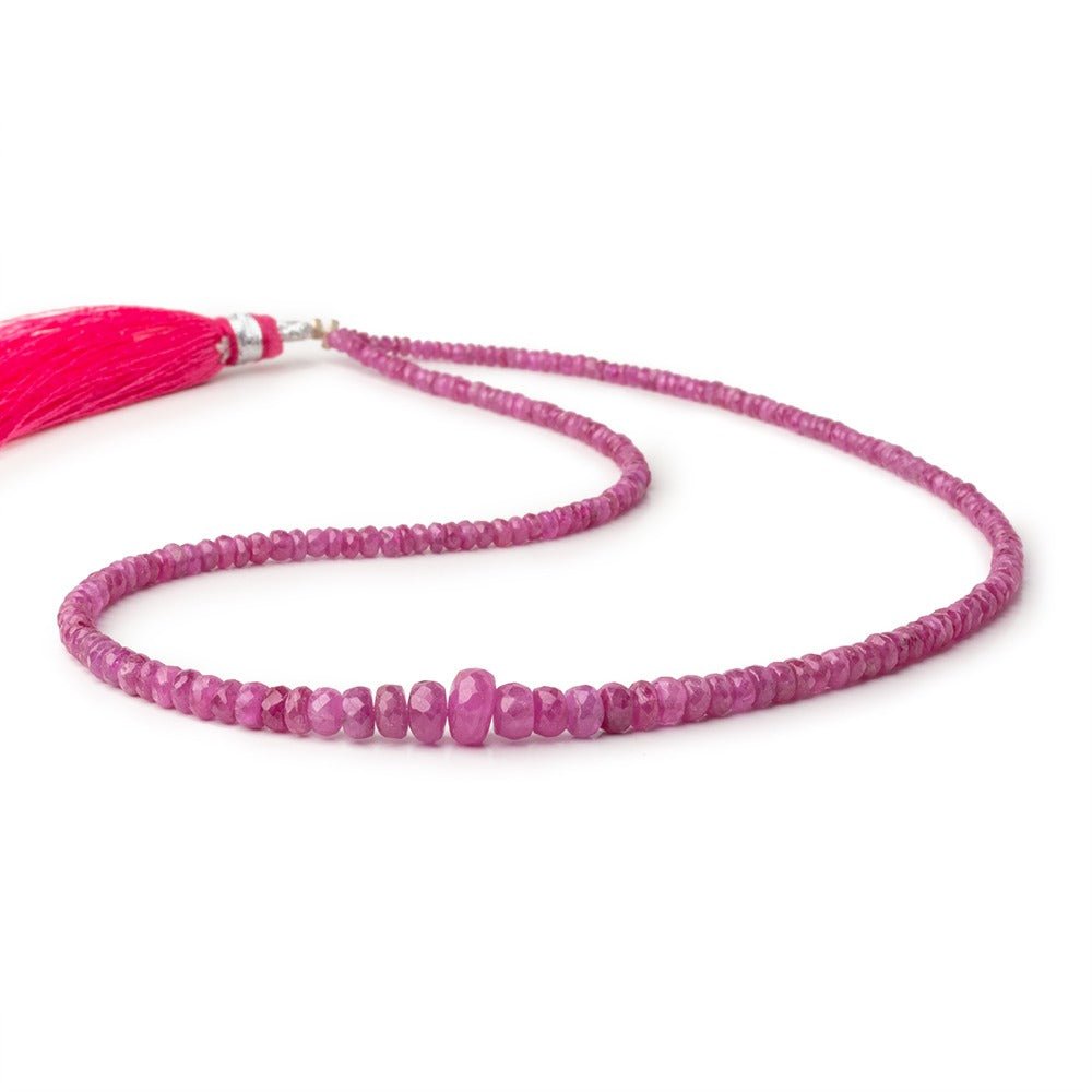 2.5 - 7.5mm Burmese Ruby Faceted Rondelle Beads 16 inch 222 pieces - Beadsofcambay.com