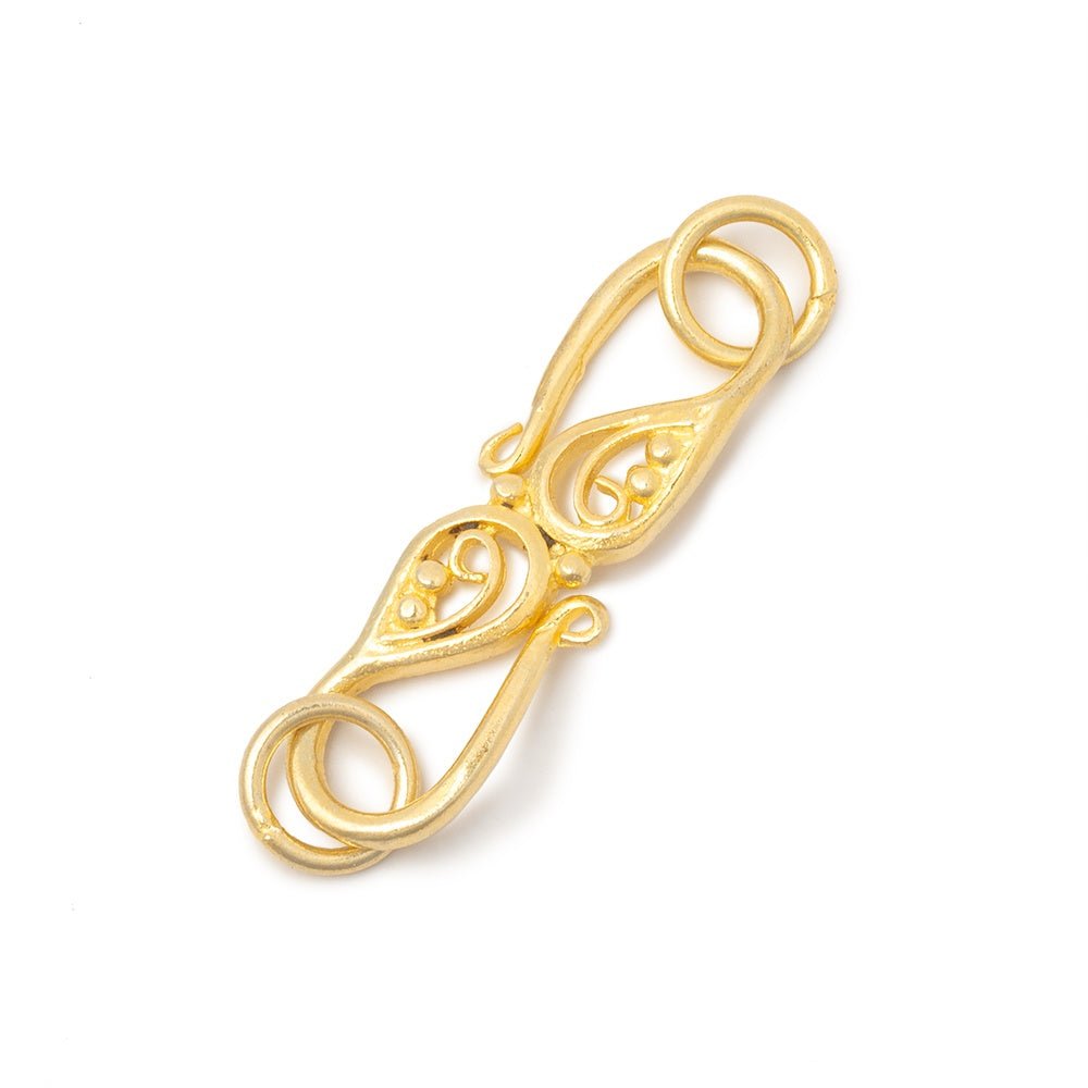 26x7.5mm Vermeil Paisley S Hook 1 piece - Beadsofcambay.com