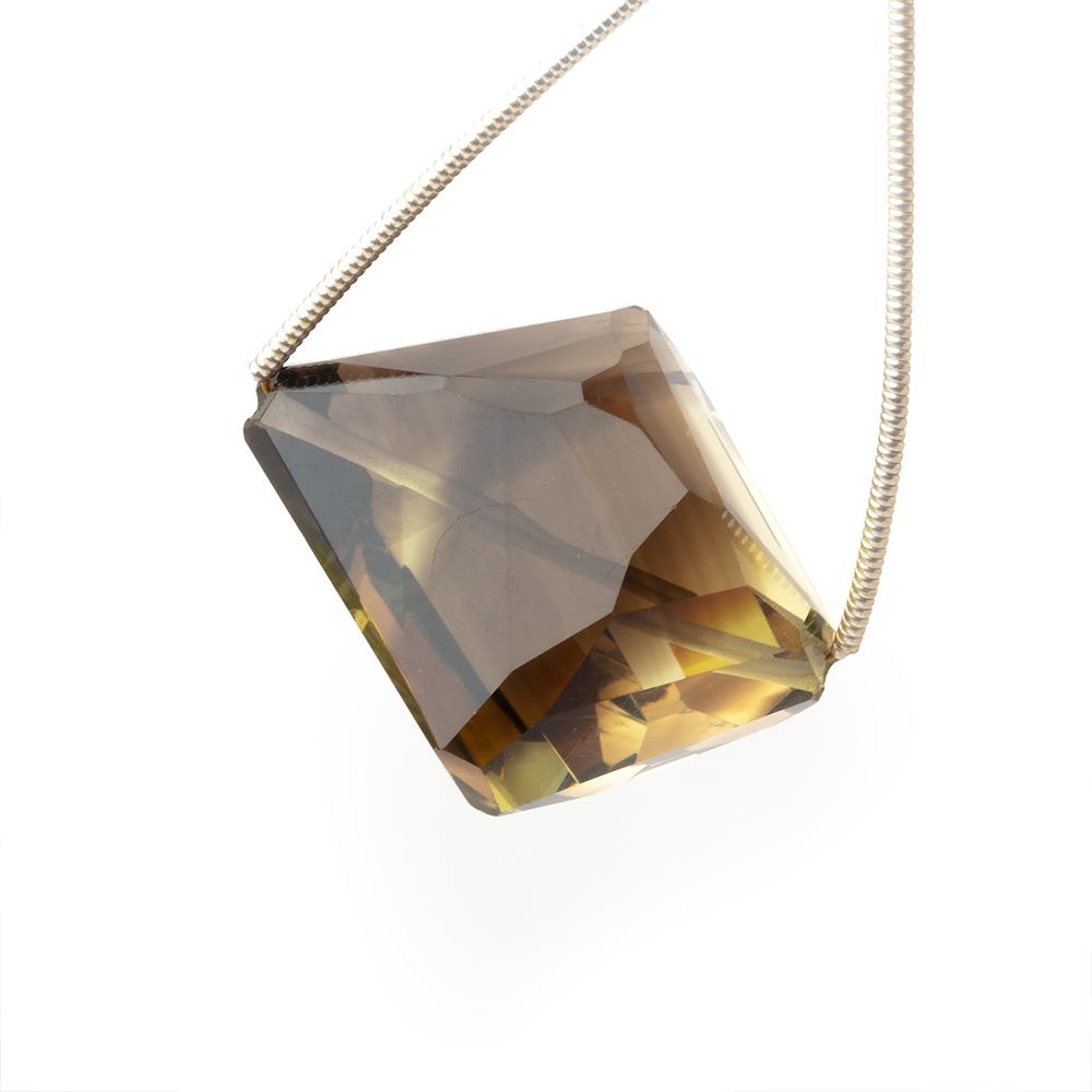 27 - 28mm Bi - Colored Quartz Faceted Nugget Focal 1 Bead - Beadsofcambay.com