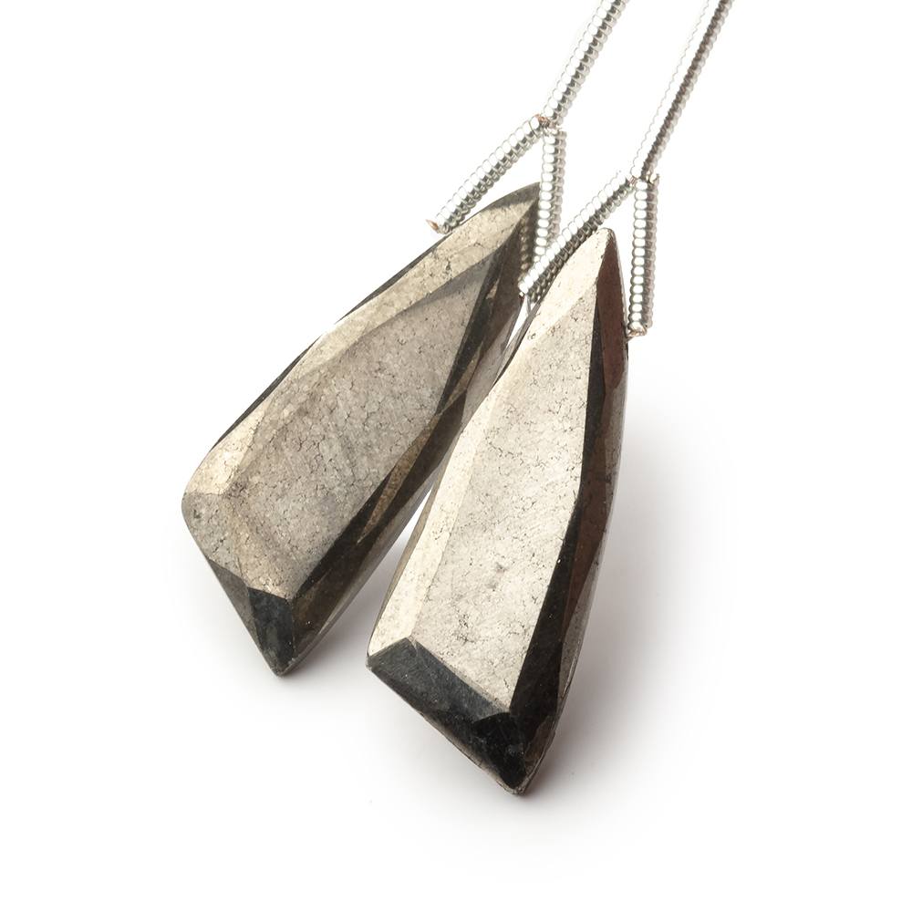 27x10mm Pyrite Fancy Shape Briolette Set of 2 Focals - Beadsofcambay.com