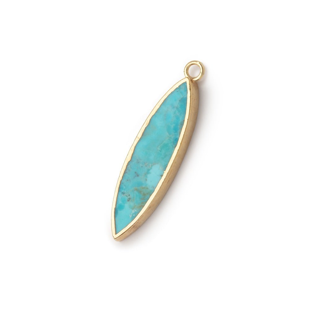 28 - 30mm Gold Leafed Turquoise Howlite Marquise Focal 1 Pendant - Beadsofcambay.com
