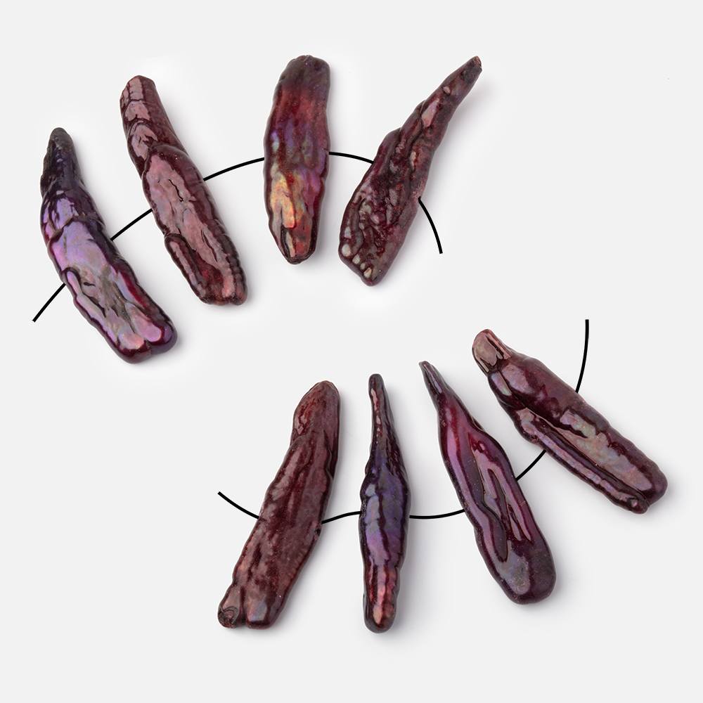 29 - 35mm Burgundy Side Drilled Biwa Focals Set of 4 pieces - Beadsofcambay.com