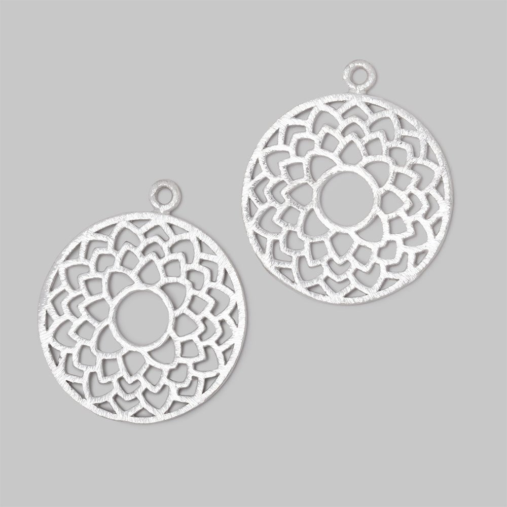 29.5mm Brushed Filigree Coin Charm Set of 2 pieces - Beadsofcambay.com