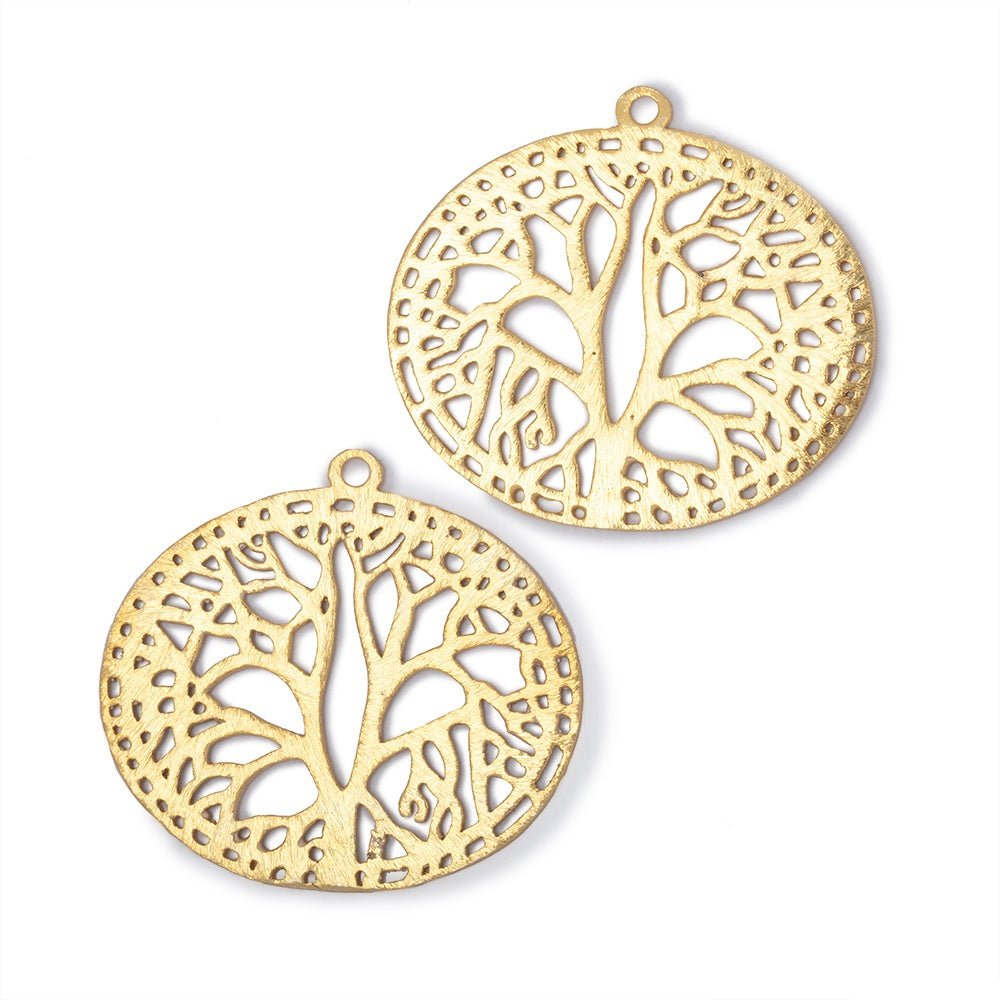 29x35mm Brushed Filigree Oval Charm Set of 2 pieces - Beadsofcambay.com
