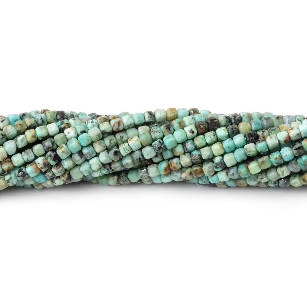2mm African Turquoise Micro Faceted Cube 12.5 inch 140 Beads - Beadsofcambay.com