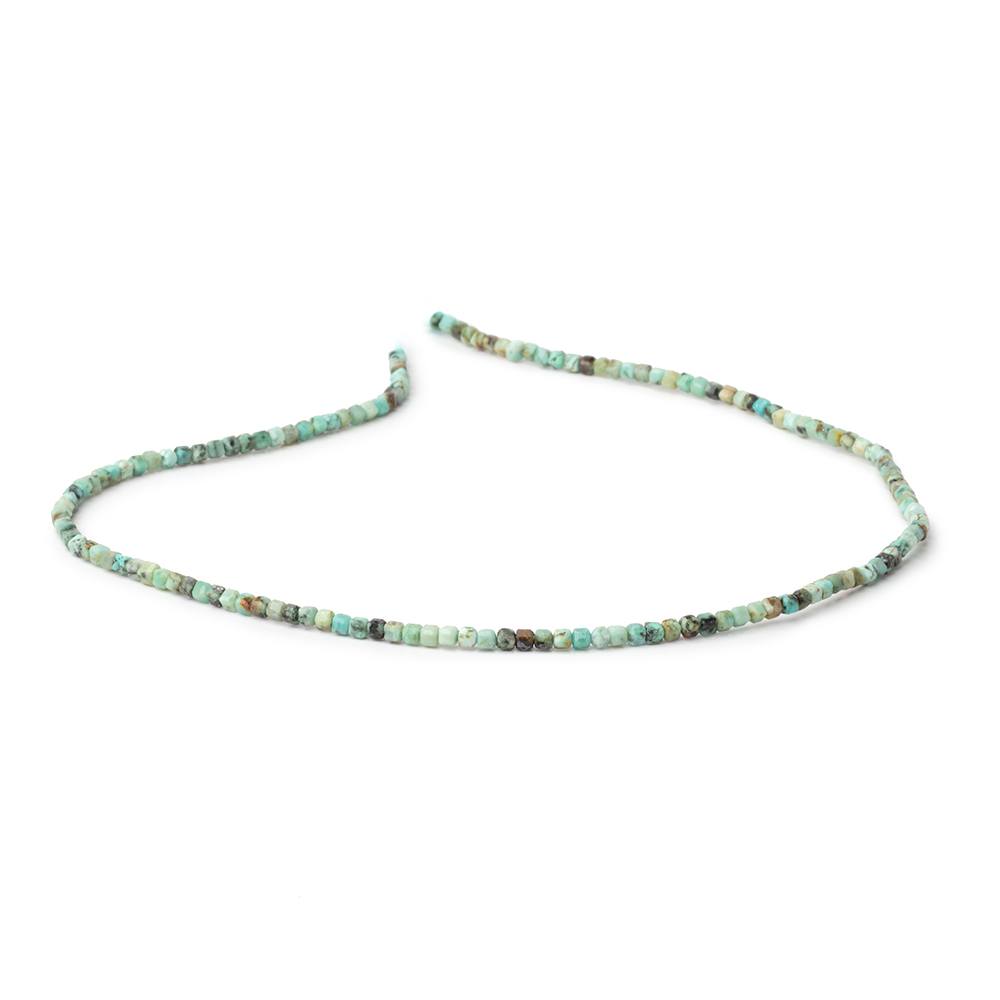 2mm African Turquoise Micro Faceted Cube 12.5 inch 140 Beads - Beadsofcambay.com