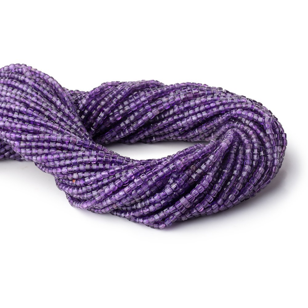2mm Amethyst Micro Faceted Cube 12.5 inch 136 Beads - Beadsofcambay.com