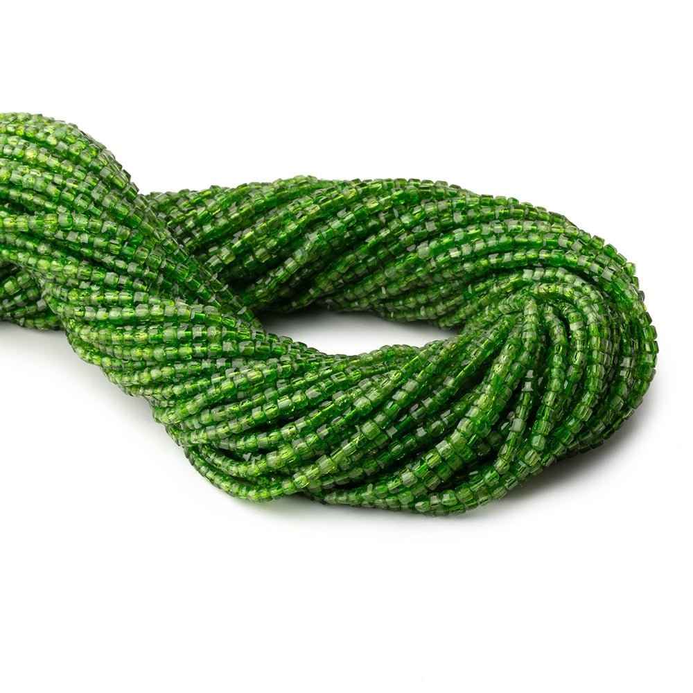2mm Chrome Diopside Micro Faceted Cube 12.5 inch 150 Beads - Beadsofcambay.com