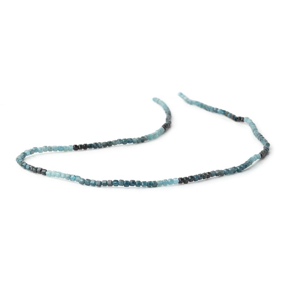 2mm Grandidierite Micro Faceted Cube 12.5 inch 150 Beads - Beadsofcambay.com