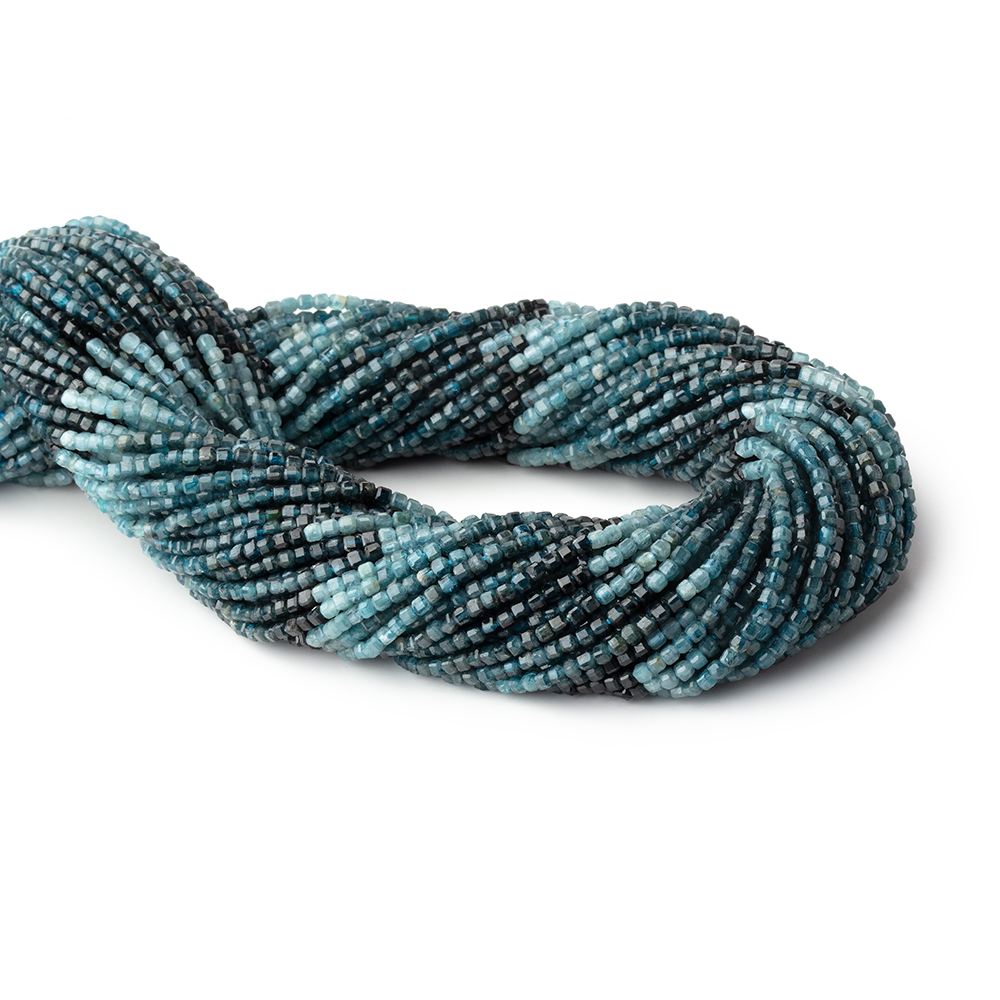 2mm Grandidierite Micro Faceted Cube 12.5 inch 150 Beads - Beadsofcambay.com