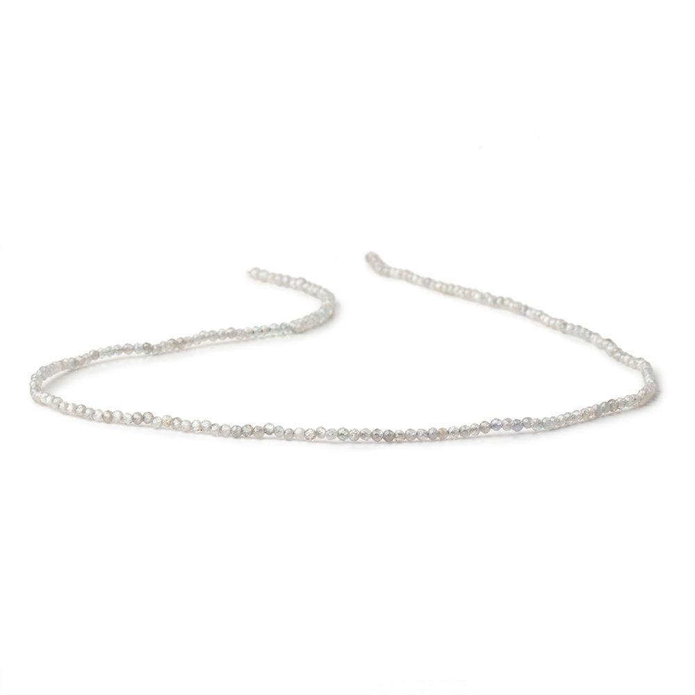 2mm Grey Zircon Micro Faceted Rounds 12.5 inch 168 Beads - Beadsofcambay.com