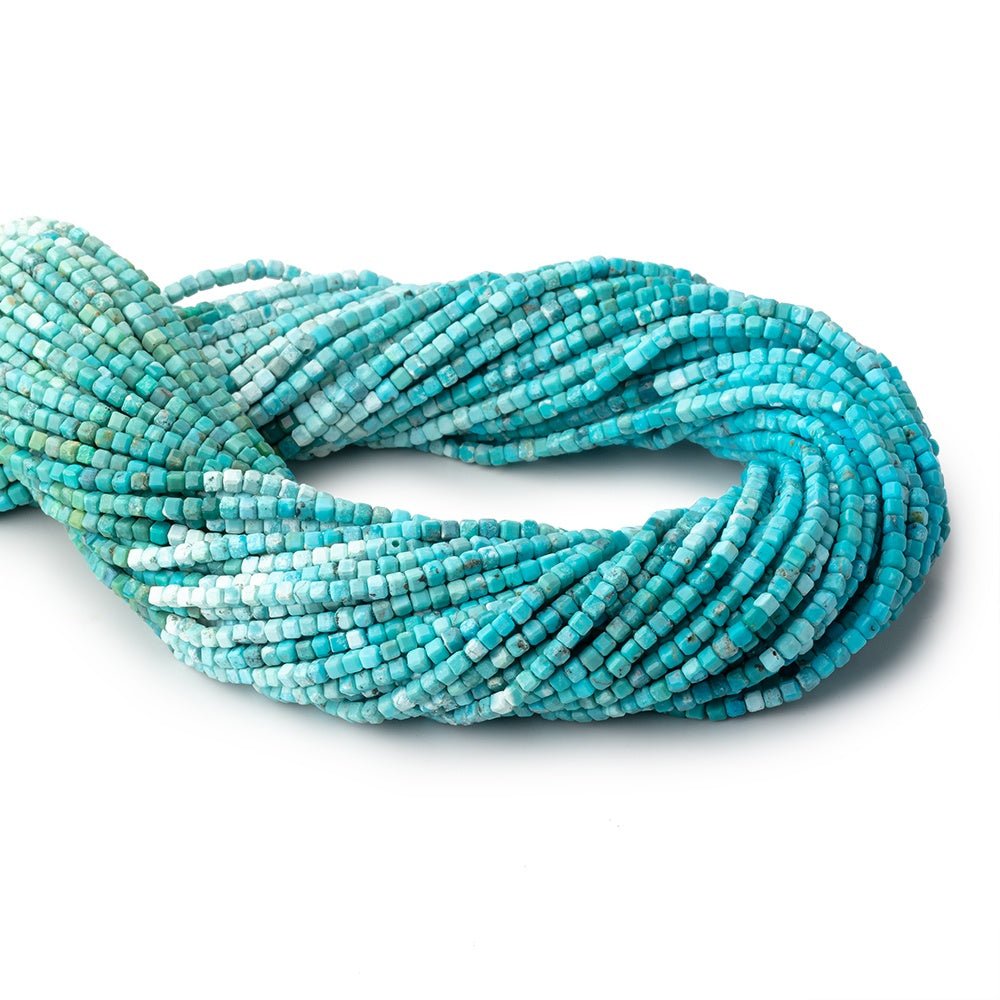 2mm Shaded Turquoise Micro Faceted Cube 12.5 inch 150 Beads - Beadsofcambay.com