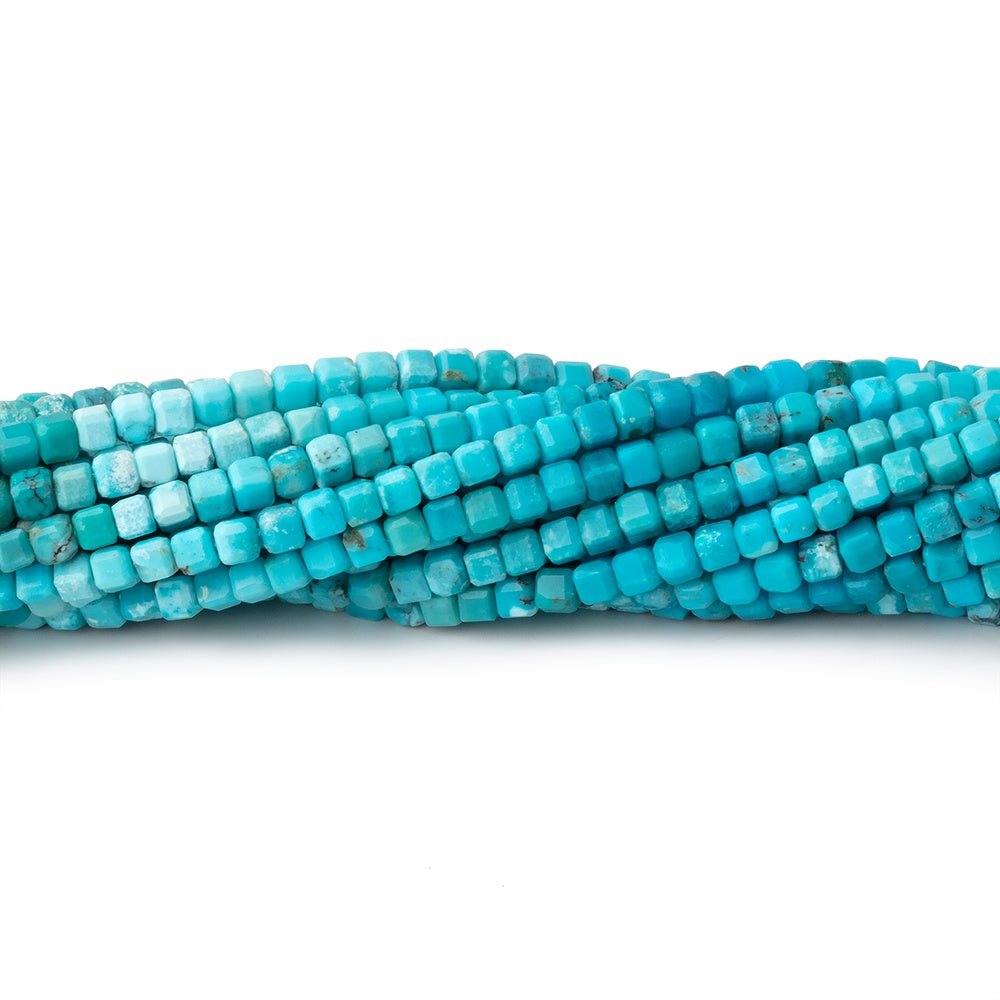2mm Shaded Turquoise Micro Faceted Cube 12.5 inch 150 Beads - Beadsofcambay.com