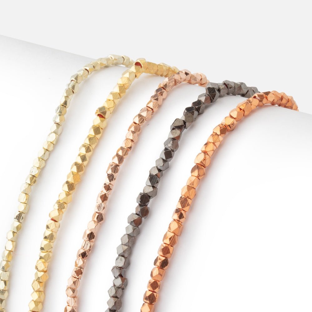 2mm Shiny Faceted Nugget Beads 8 inch 90 pieces - Beadsofcambay.com