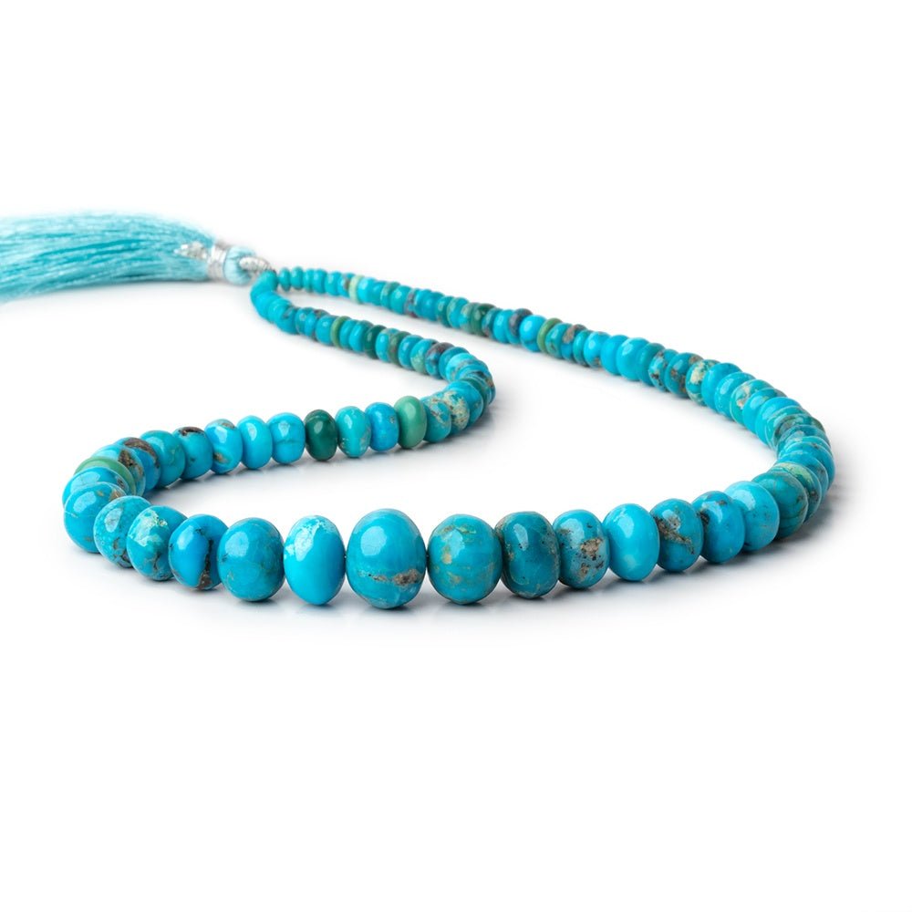 3 - 12mm Mongolian Turquoise Plain Rondelle 16 inch 106 Beads - Beadsofcambay.com