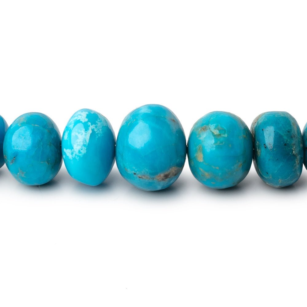 3 - 12mm Mongolian Turquoise Plain Rondelle 16 inch 106 Beads - Beadsofcambay.com